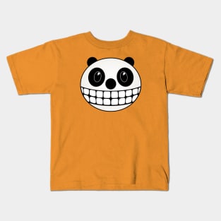 Grinning Cartoon Panda Bear Face Caricature Kids T-Shirt